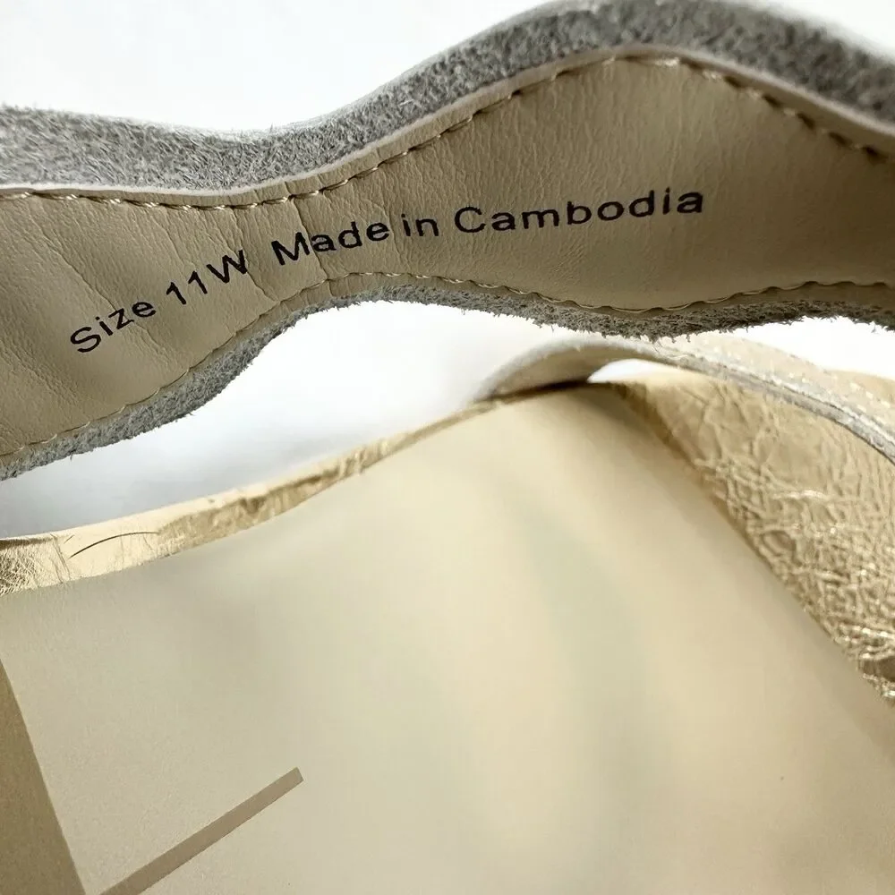 Dolce Vita Ilva Women's Sz 11W Gold Heeled Mule Sandals Chunky Heel